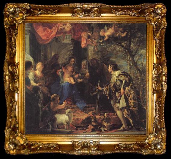 framed  COELLO, Claudio The Adoration of the Holy Family by St.Louis.King of France,and Othe Saints, ta009-2